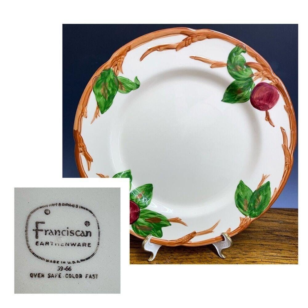 Franciscan Apple 10.5" Dinner Plate USA Vintage 1960 Earthenware‎ Oven